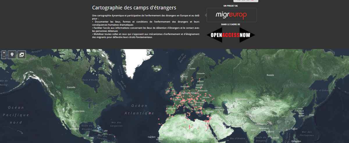 Migreurop - Carte dynamique des étrangers détenus aux frontières des États